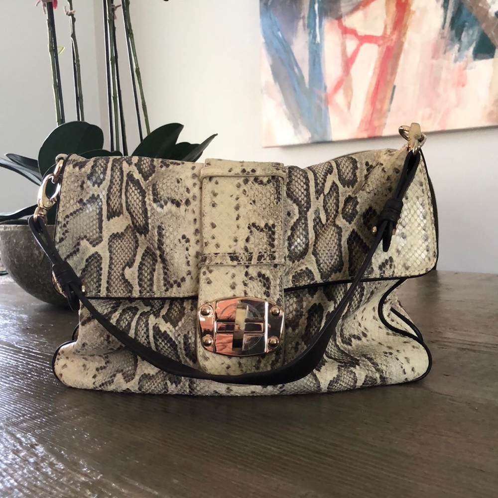 Sondra Roberts Leather Python print purse